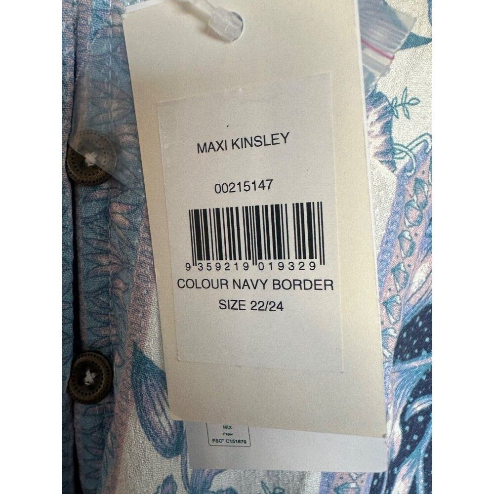 Aveology Evans Navy Kinsley Maxi Dress 22/24 NWT Cottagecore Prairie - Picture 7 of 11